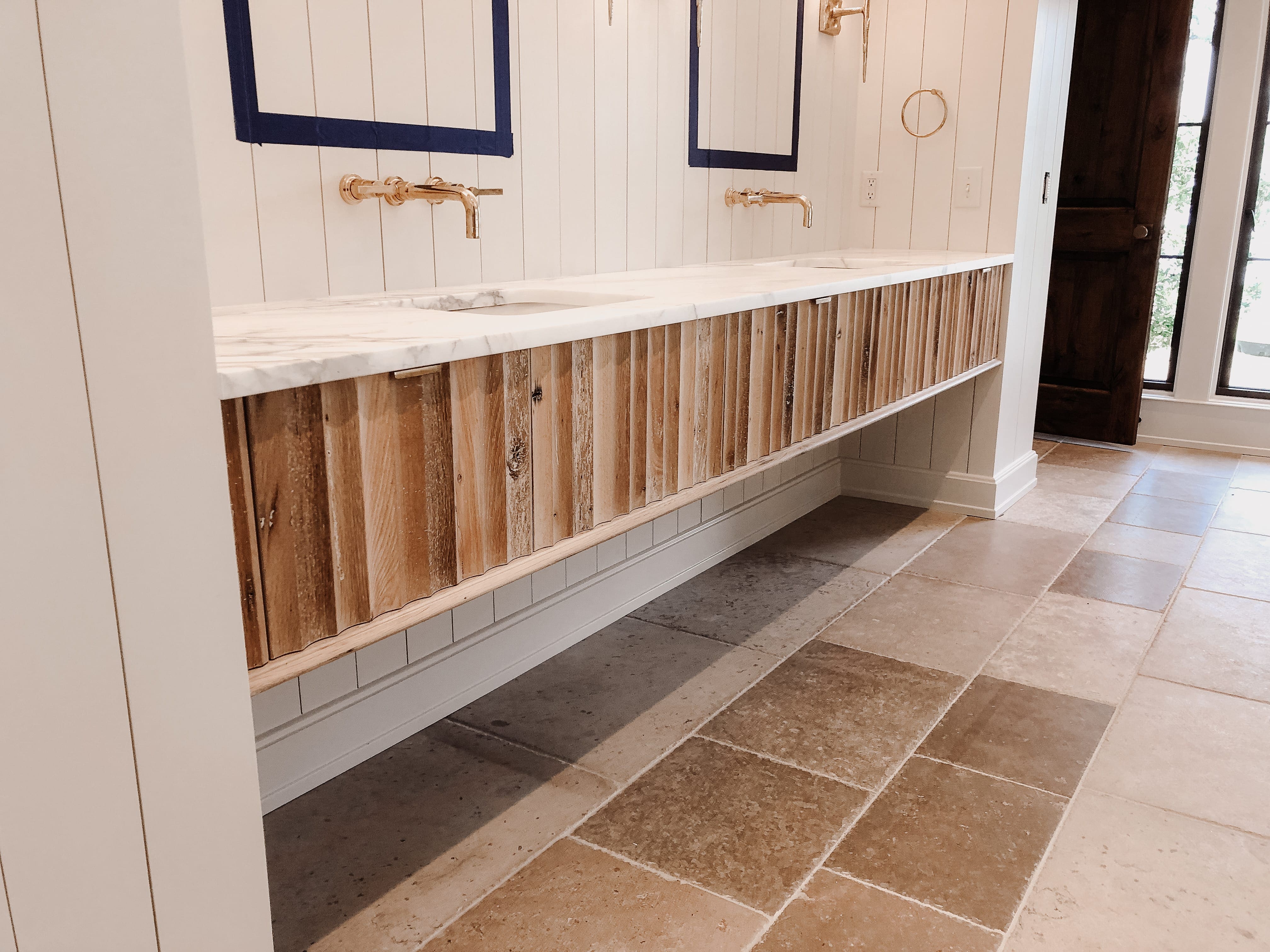 Fluted Reclaimed Oak Vanity MDM Design Studio